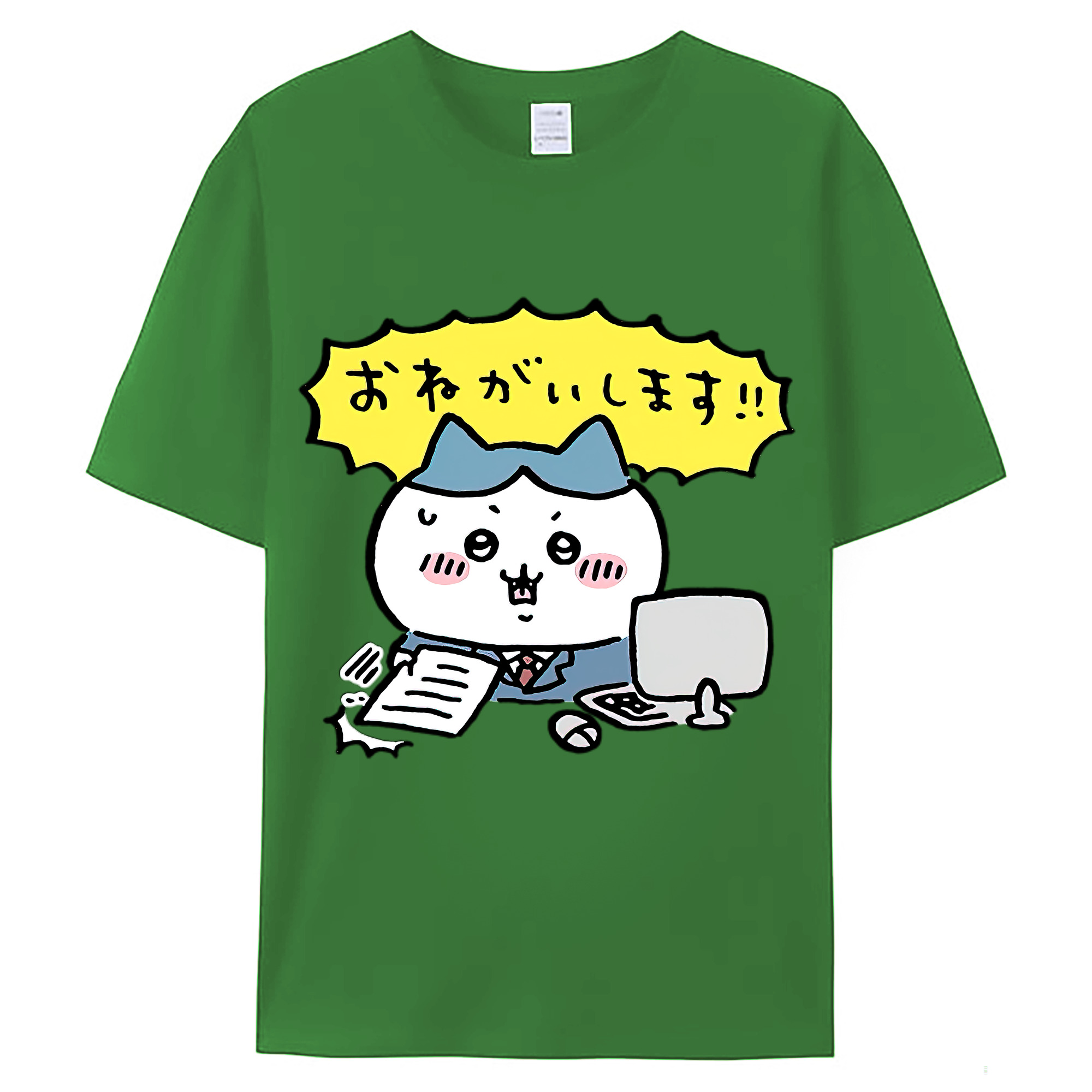 （画像用） ちいかわ ハチワレ Chii-kawa hachiware レディースカジュアルプリントTシャツ（綿100％）